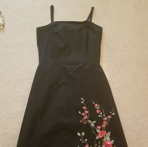 Rw&co Black A Line Dress with embroidered flowers